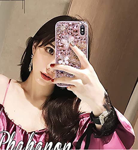 iPhone 12 /iPhone 12 Pro Bling Glitter Case,Luxury Bling Diamond Rhinestone Gemstone 3D Perfume Bottle and Flower Gemstone Soft TPU Back Cover Case for Women Girls with iPhone 12 /iPhone 12 Pro 6.1"