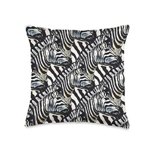 Cute Zebra Print Animal Accessories and Stuff Pattern Zebra Print Wild Life Safari Animal Throw Pillow, 16x16, Multicolor