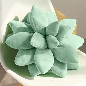 2Pack 3D Succulents Cactus, Cute Throw Pillows, Succulent Plush Green Flower, Plant Shaped, Novelty Succulent Pillows Decorative for Home Bedroom Room Decor (Dark Green)