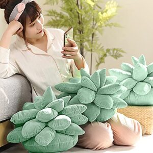 2Pack 3D Succulents Cactus, Cute Throw Pillows, Succulent Plush Green Flower, Plant Shaped, Novelty Succulent Pillows Decorative for Home Bedroom Room Decor (Dark Green)