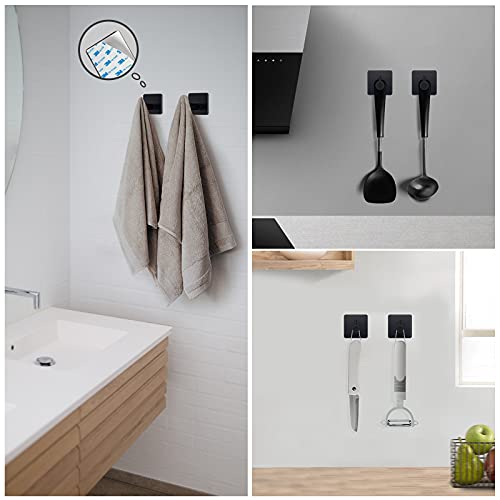 6-Piece Matte Black Bathroom Hardware Set Black Towel Bar Set, Stainless Steel Towel Racks for Bathroom, 16" Black Hand Towel Bar + Toilet Paper Holder + 4 Towel Hook Bathroom Hardware Accessories Set