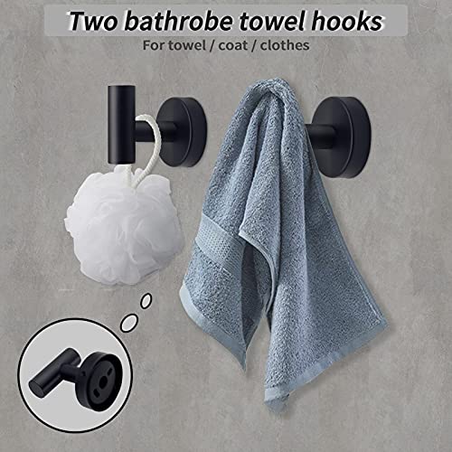 6-Piece Matte Black Bathroom Hardware Set Black Towel Bar Set, Stainless Steel Towel Racks for Bathroom, 16" Black Hand Towel Bar + Toilet Paper Holder + 4 Towel Hook Bathroom Hardware Accessories Set