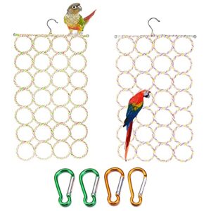 lemengtree parrot swing perch, hanging bird toys ladder climbing net parakeet cage stand rope for small parakeets, budgies, cockatiels, conures, macaws, finches (2pc-swing perch), (swing02pc)