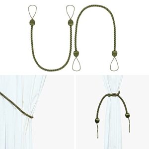malanov curtain ropes tiebacks tie-backs, curtain handmade holdbacks, polyester curtain tieback (green-2pc)