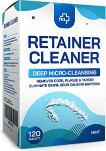 retainer & denture cleaner tablets - 4 months supply (120 pcs) dental retainers for aligner - mouth & night guards - false teeth whitening - removes odor & plaque (120 pcs)