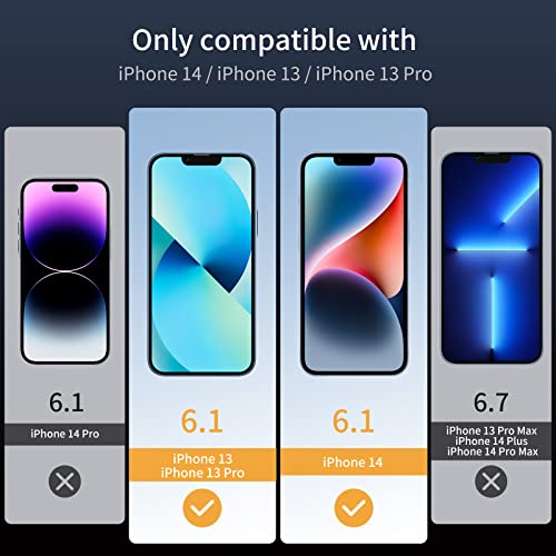 UNBREAKcable Screen Protector for iPhone 14/13/13 Pro [2-Pack] Double Shatterproof Tempered Glass [Easy Installation Frame] [9H Hardness] [99.99% HD Clear] [Bubble Free] for Apple 14/13/13 Pro 6.1''