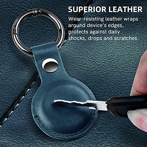4 Pack AirTag Holder with Keychain, Anti-Lost Leather Protective Airtag Case, Waterproof Airtag Holder,Tracker Finder Protector Strong Signal for Dog, Cat, Keys, Wallet, Backpacks (Multi-Color)