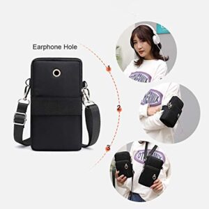 Women Crossbody Cell Phone Purse Wallet Wristband Armband Bag for iPhone 14 Pro Max 13 12 Pro Max Galaxy S22 S21 Ultra Note 20 A13 A12 A03S A23 A32, Moto G Power G Play LG Stylo 6 V60 (Black Flower-L)