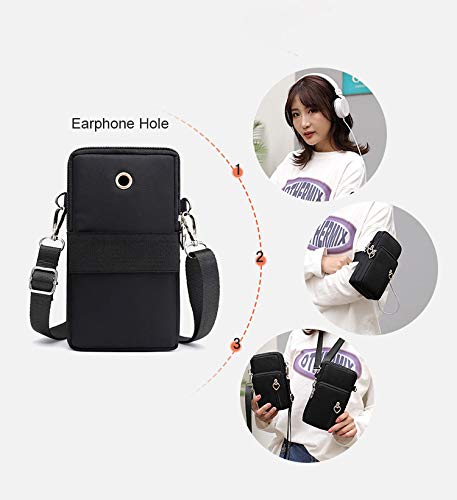 Women Crossbody Cell Phone Purse Wallet Wristband Armband Bag for iPhone 14 Pro Max 13 12 Pro Max Galaxy S22 S21 Ultra Note 20 A13 A12 A03S A23 A32, Moto G Power G Play LG Stylo 6 V60 (Black Flower-L)