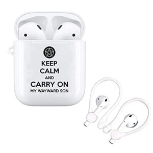 jaustee supernatural airpods case,protective cover skin white premium hard shell airpod accessories compatible with apple airpods 2 1 (white1)