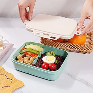 Dicunoy 4 Pack Bento Box, Lunch Box Container with 3 Compartments for Kids, Easy Snack Boxes with Utensils for Dinner, Salad, Toddler, Adults, School, Work