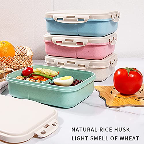 Dicunoy 4 Pack Bento Box, Lunch Box Container with 3 Compartments for Kids, Easy Snack Boxes with Utensils for Dinner, Salad, Toddler, Adults, School, Work