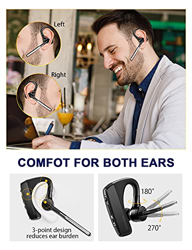 Bluetooth Headset V5.1, Pro Noise Cancelling Bluetooth Earpiece CVC8.0 Dual Mic Hands Free Comfortable Earbud 240 Hrs Standby Time for Cell Phone iPhone Business/Workout/Driving