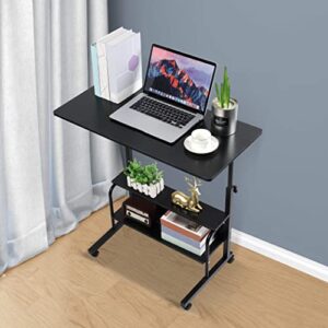 Computer Desk Home Office Desks, Standing Adjustable Laptop Desk for Small Spaces, Portable Work Writing Study Table, Modern Pc Gaming Desk with Storage Bedroom, Desktop Size 31.5x15.7 inch Black