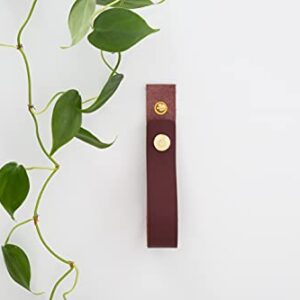 KEYAIIRA - Leather Wall Strap that Opens & Closes - entryway hook for handbags, shopping totes, keys, towels minimalist functional interior design snap jewelry hook