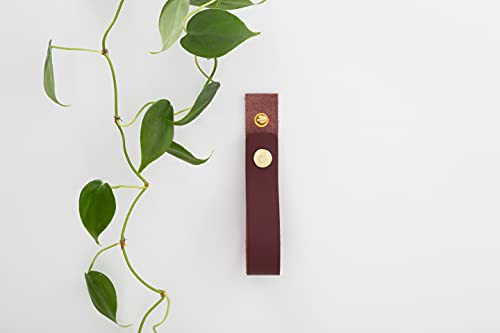 KEYAIIRA - Leather Wall Strap that Opens & Closes - entryway hook for handbags, shopping totes, keys, towels minimalist functional interior design snap jewelry hook