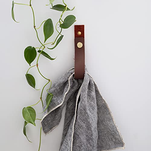 KEYAIIRA - Leather Wall Strap that Opens & Closes - entryway hook for handbags, shopping totes, keys, towels minimalist functional interior design snap jewelry hook