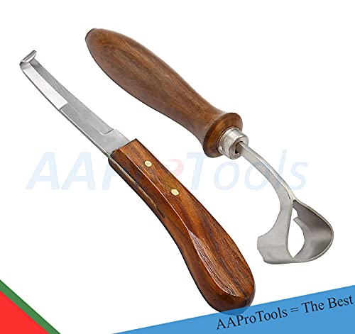 AAProTools 2 Pcs Veterinary Horse Hoof Double Edge Left Handed & Swiss Knife 8" Instruments