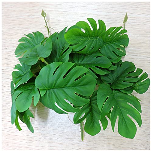 WishLotus Reptile Plants, Plastic Simulation Leaf with Sucker Fish Tank Decoration(25cm), Artificial Green Plant Fake Hanging Leaves Durable Aquarium Decor Ornaments (Dark Green)