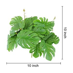 WishLotus Reptile Plants, Plastic Simulation Leaf with Sucker Fish Tank Decoration(25cm), Artificial Green Plant Fake Hanging Leaves Durable Aquarium Decor Ornaments (Dark Green)