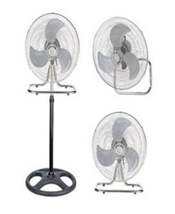 primetrendz 3 in 1 (stand + desk + wall fan) high velocity 18 inch industrial grade floor stand mount oscillating blower fan (3 blade)