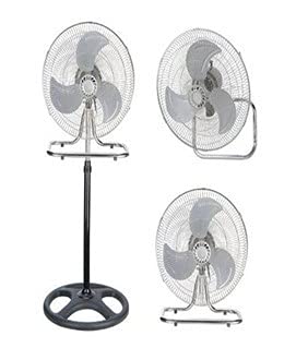 PrimeTrendz 3 in 1 (Stand + Desk + Wall Fan) High Velocity 18 Inch Industrial Grade Floor Stand Mount Oscillating Blower Fan (3 Blade)