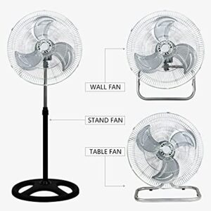 PrimeTrendz 3 in 1 (Stand + Desk + Wall Fan) High Velocity 18 Inch Industrial Grade Floor Stand Mount Oscillating Blower Fan (3 Blade)