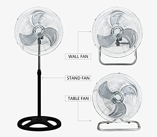 PrimeTrendz 3 in 1 (Stand + Desk + Wall Fan) High Velocity 18 Inch Industrial Grade Floor Stand Mount Oscillating Blower Fan (3 Blade)