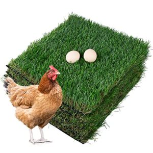 xlx turf chickens nesting box pads, thick artificial grass mat for chicken coop bedding, 13"x13", 6 pack
