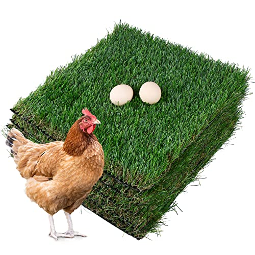 XLX TURF Chickens Nesting Box Pads, Thick Artificial Grass Mat for Chicken Coop Bedding, 13"x13", 6 Pack