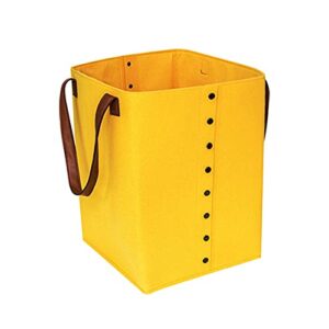 RuiYBuTi Laundry Basket, Storage Bins Laundry Hamper Bag with Handle for Bedroom Laundry Room, Collapsible Felt Toy Storage Organizer Room Decor, Yellow