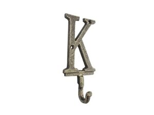 handcrafted nautical decor rustic gold cast iron letter k alphabet wall hook 6"
