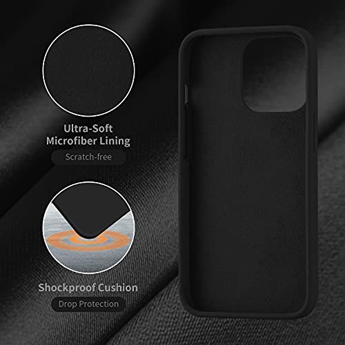 Cordking Designed for iPhone 13 Pro Max Case, Silicone Ultra Slim Shockproof Protective Phone Case with [Soft Anti-Scratch Microfiber Lining], 6.7 inch, Black