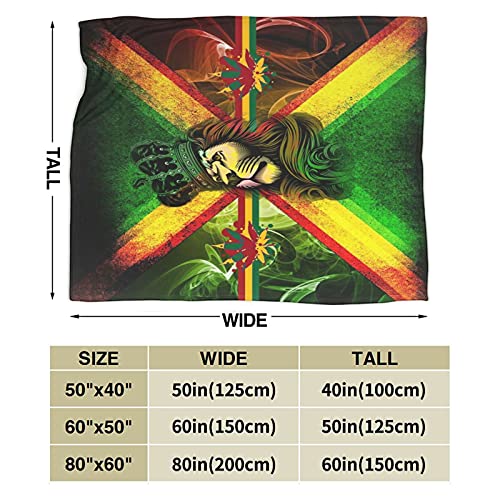 Socira Flannel Sherpa Blanket,Jamaican Flag King Rasta Lion Large Soft Bed Blanket,Cozy Thermal Fleece Throw Blanket for All-Season,Comfortable Sheets for Bedroom Living Room 60''X80''