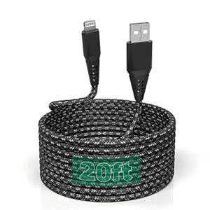 iphone charger cord 20ft/6m [apple mfi certified] lightning cable extra long iphone charging cord nylon braided fast apple charger cable 2.4a for iphone 12 11 pro x xs max xr/8 plus/7 plus/6/6s plus
