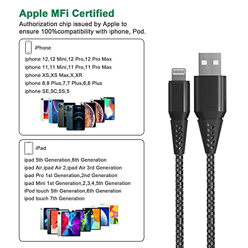 iPhone Charger Cord 20FT/6M [Apple MFi Certified] Lightning Cable Extra Long iPhone Charging Cord Nylon Braided Fast Apple Charger Cable 2.4A for iPhone 12 11 Pro X XS Max XR/8 Plus/7 Plus/6/6s Plus