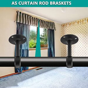 AYSUM 10 Pack 1 Inch Curtain Rod Ceiling-Mount Bracket Curtain Rod Brackets, Shower Curtain Closet Rod Holders for 1 Inch Rod, Wardrobe Pole Flange Socket with Matching Screws, Black