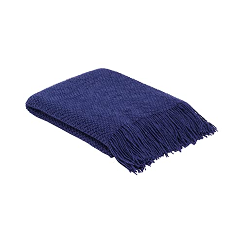 Spotgrowth Knit Throw Blanket,Soft Warm Lap Blanket with Bubble Textured Lightweight Soft Throws Couch Cover Decorative Knitted Blankets,50 x 60 Inches, Navy (SP210710)