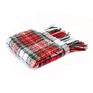 G Lake Christmas Plaid Throw Blanket Green Red Super Soft Faux Cashmere with Tassels for Couch Sofa Halloween Home Decor 50in x 60in (Xmas)