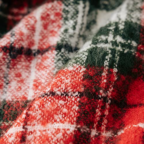 G Lake Christmas Plaid Throw Blanket Green Red Super Soft Faux Cashmere with Tassels for Couch Sofa Halloween Home Decor 50in x 60in (Xmas)