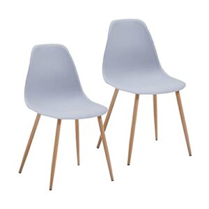 porthos home oban dining chairs set of 2 with durable plastic shells and tapered iron legs in woody accent (great for dining rooms