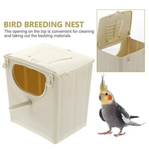 NICERIO Bird Bird Finch nest Breeding Box Plastic Birds Nesting House Parrot Nesting Box Cage House with Hooks for Parakeet Budgie Plastic Bird nest Box Cockatiel Parrot breeding Box