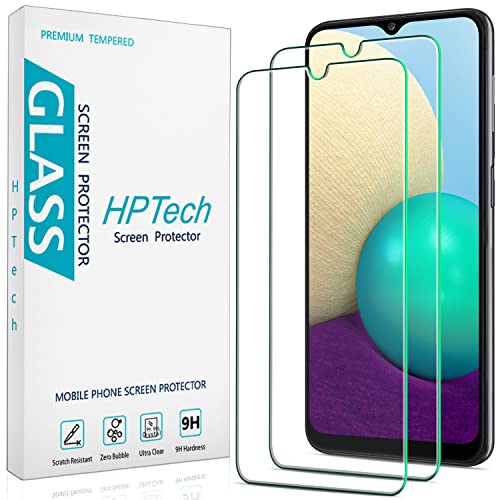 HPTech (2 Pack) Designed for Samsung Galaxy A02s / Galaxy A02 Tempered Glass Screen Protector, Touch Sensitive, Easy to Install, Anti Scratch, Case Friendly