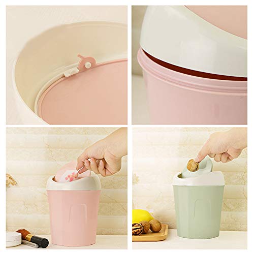 D-GROEE Mini Trash Can with Lid, Home Desktop Mini Covered Trash Garbage Can Storage Box Organizer Waste Bin Green