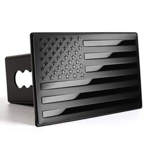 american flag metal trailer hitch cover for 2 inch receivers matte black (metal)