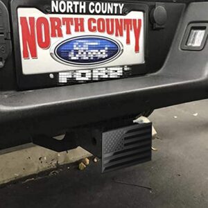 American Flag Metal Trailer Hitch Cover for 2 inch Receivers Matte Black (Metal)