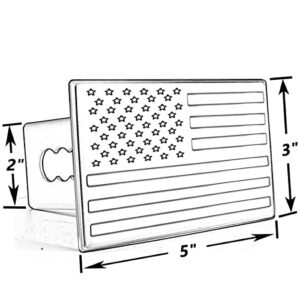 American Flag Metal Trailer Hitch Cover for 2 inch Receivers Matte Black (Metal)