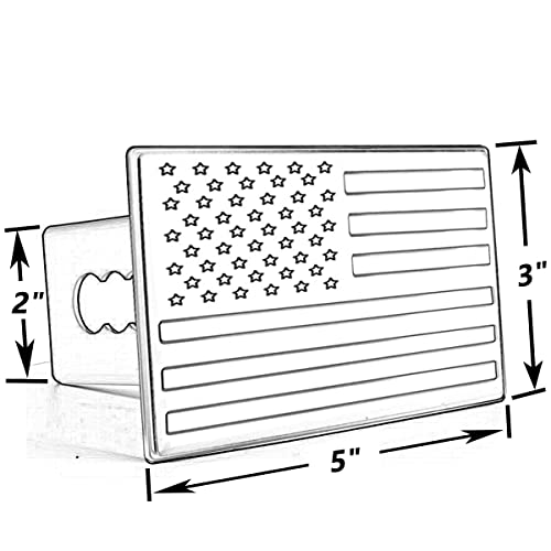 American Flag Metal Trailer Hitch Cover for 2 inch Receivers Matte Black (Metal)