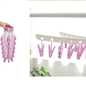 Radefaun Clip and Drip Hanger with 36 Clips Plastic Swivel Hook Portable Folding Drying Rack Baby Clothes Hanger Foldable Travel Accessories for Socks Bras Lingerie Towels Underwear Gloves