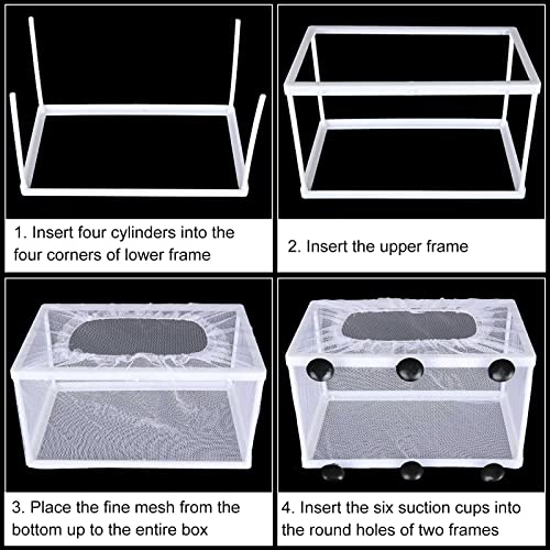 FVIEXE 8PCS Fish Breeder Box for Fish Tank, Net Aquarium Fish Isolation Breeding Box Nylon Mesh Acclimation Hatchery Incubator for Baby Fishes Guppy Fish Fries Shrimp Clownfish Juvenile Betta Platy